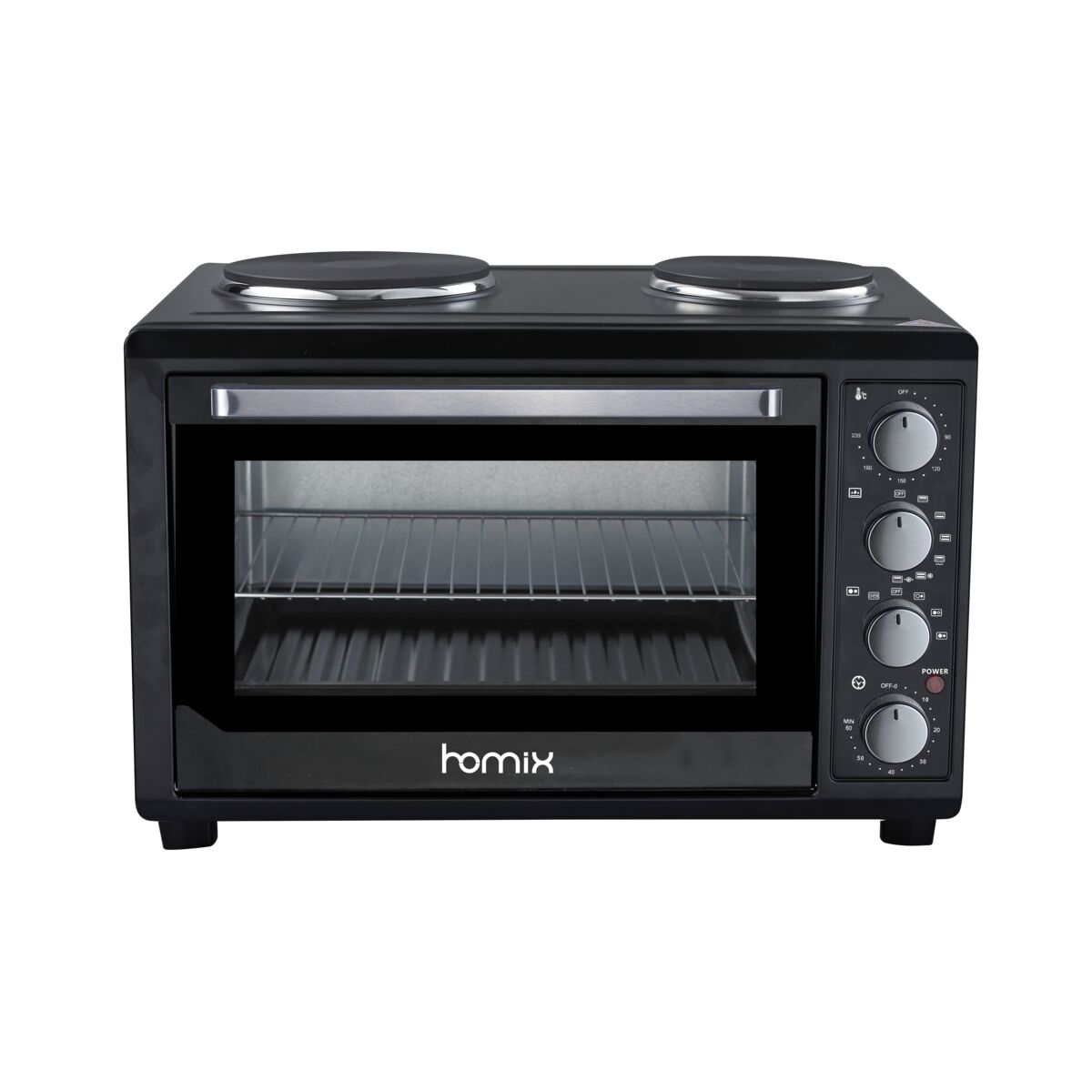 Homix Toaster Oven with 2 Hotplates Black 45 Liter Microwaves & Ovens